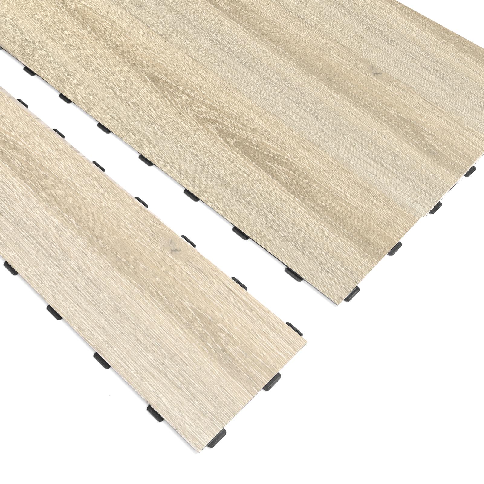 A43405NA18-Art3d 36'' x 6'' Interlocking Luxury Vinyl Flooring Tile, Wood Floor Plank for Kitchen Bathroom - WaterProof, Anti-PiP,Bali Teak