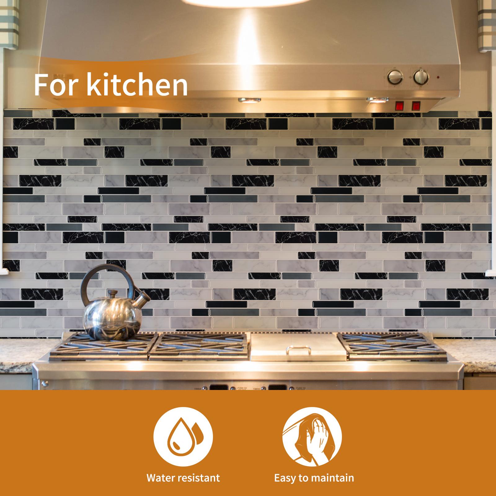 Art3d 10 Sheets Peel and Stick Tile Backsplash for Kitchen in Marble Design