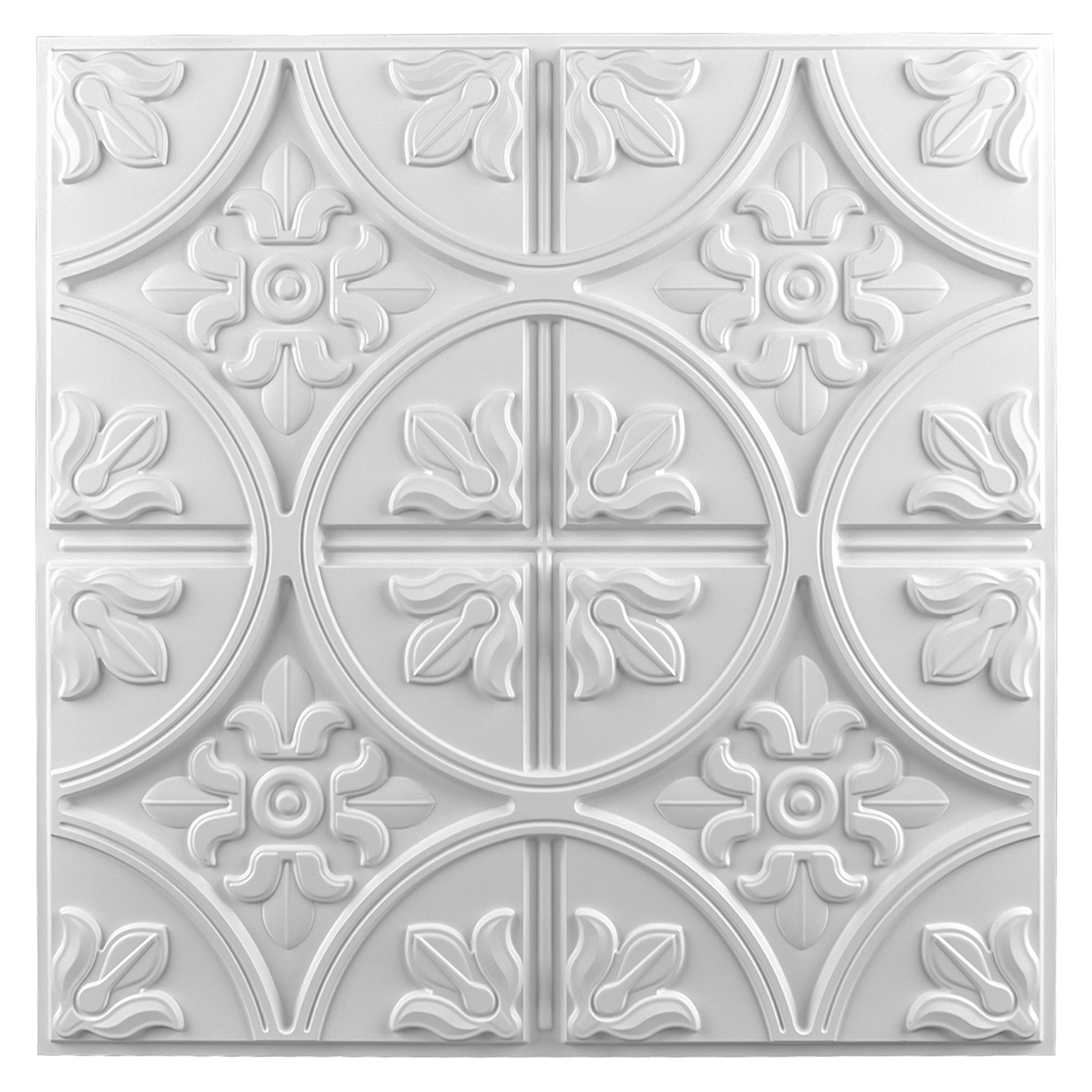Art3d Decorative Drop Ceiling Tile 2x2 Pack of 12pcs, Glue up Ceiling Panel Square Relief in Matt White