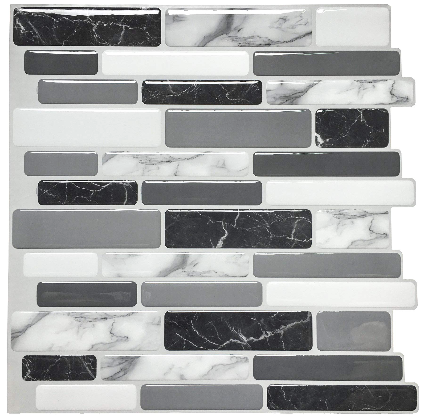 A17042NA10- Grey Marble Peel and Stick Backsplash Tiles,  12